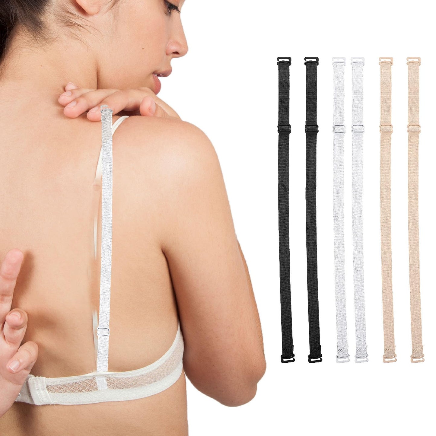 Lusofie 3Pairs Bra Straps Replacement Elastic Adjustable Bra Strap Women's Bra Straps Shoulder Bra Straps(1.2cm/ 0.47inch)