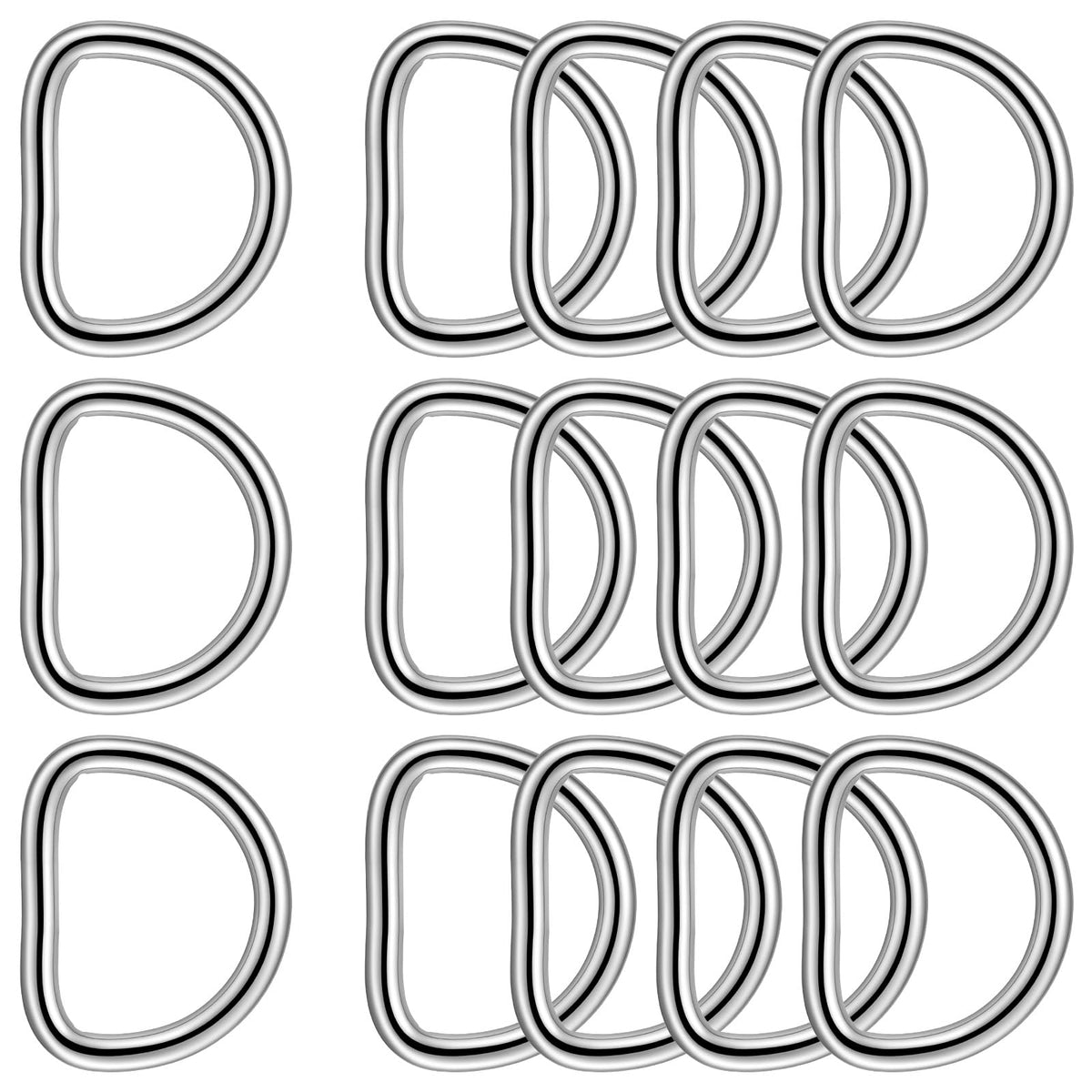 HaiFafafaing 15Pcs 1 inch D Ring - Seamless D Rings Heavy Duty （4mm×25mm）