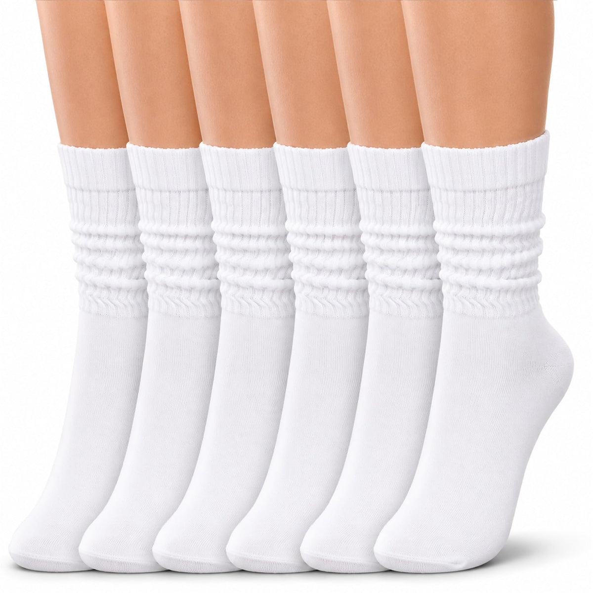 Women’s Slouch Socks 3 Pairs Mid Calf Scrunch Tube Socks for Women 5.5-9