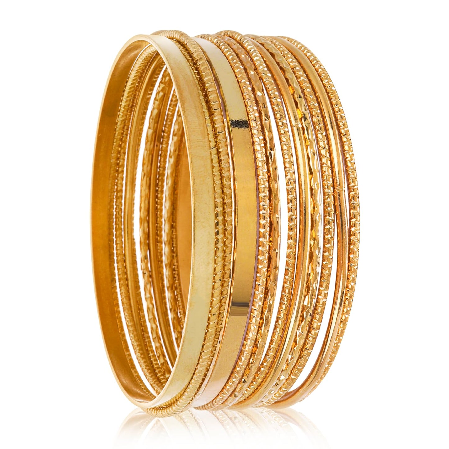 Lusofie 14Pcs Gold Boho Indian Multi Bangle Bracelet Set for Teen Girls Punk Chunky Stackable Textured Bracelets Stackable Day Bridal Wedding Party Layered Cable Smooth Bracelets