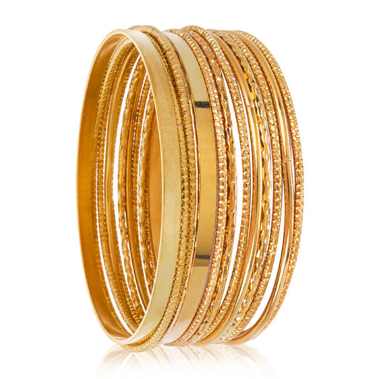 Lusofie 14Pcs Gold Boho Indian Multi Bangle Bracelet Set for Teen Girls Punk Chunky Stackable Textured Bracelets Stackable Day Bridal Wedding Party Layered Cable Smooth Bracelets