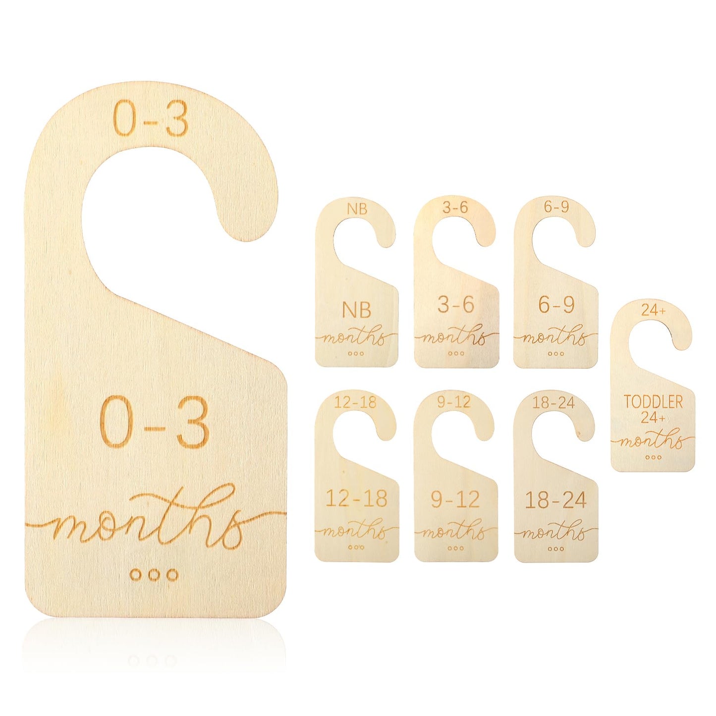 Wooden Baby Hangers for Closet Organizer Baby Clothes Dividers with Size Dividers Baby Closet Size Dividers Double-Sided Nursery Closet Dividers from Newborn to 24 Months for Hanging Clothes?8 Pcs ?