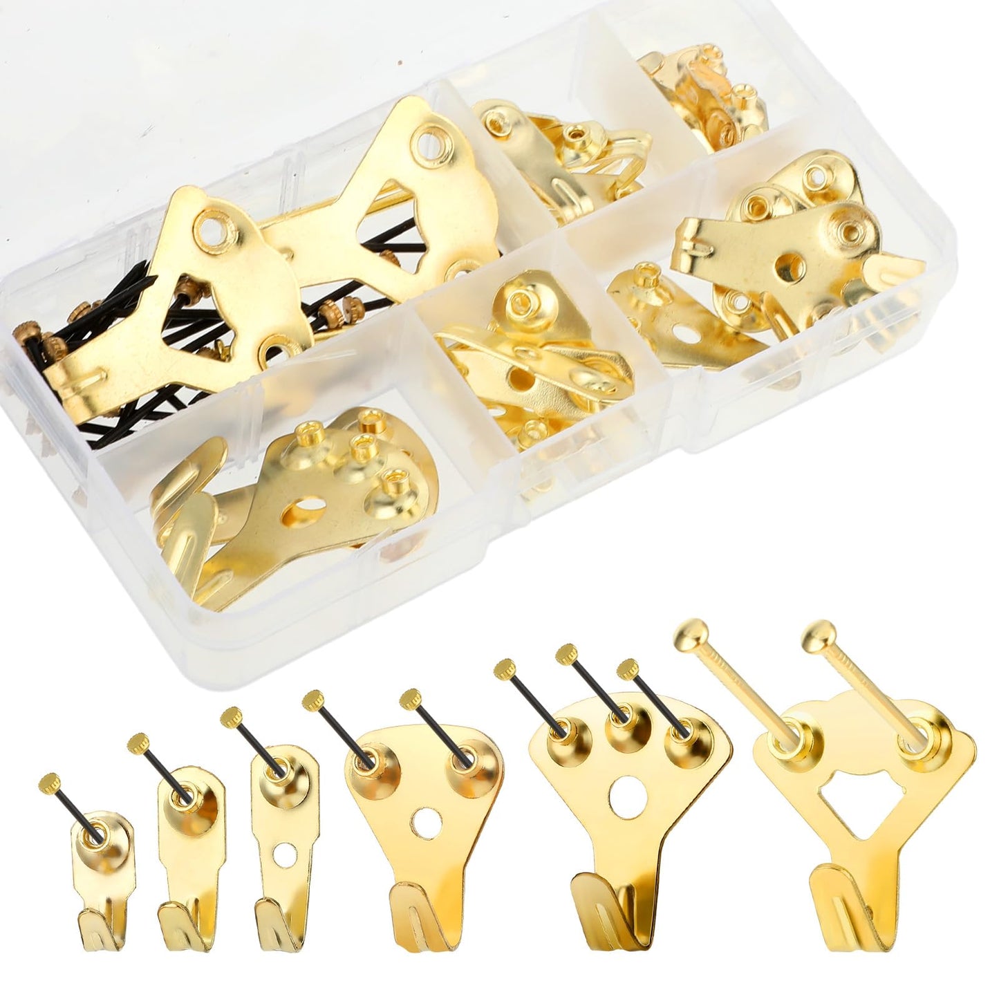 64pcs Picture Hanging Hooks Mirror Wall Hanging Hooks Kit Heavy Duty Picture Frame Hangers for Drywall Wall Hooks Picture Frame Hooks Photo Hangers Masonry Picture Nails for Plasterboard Hard Wall