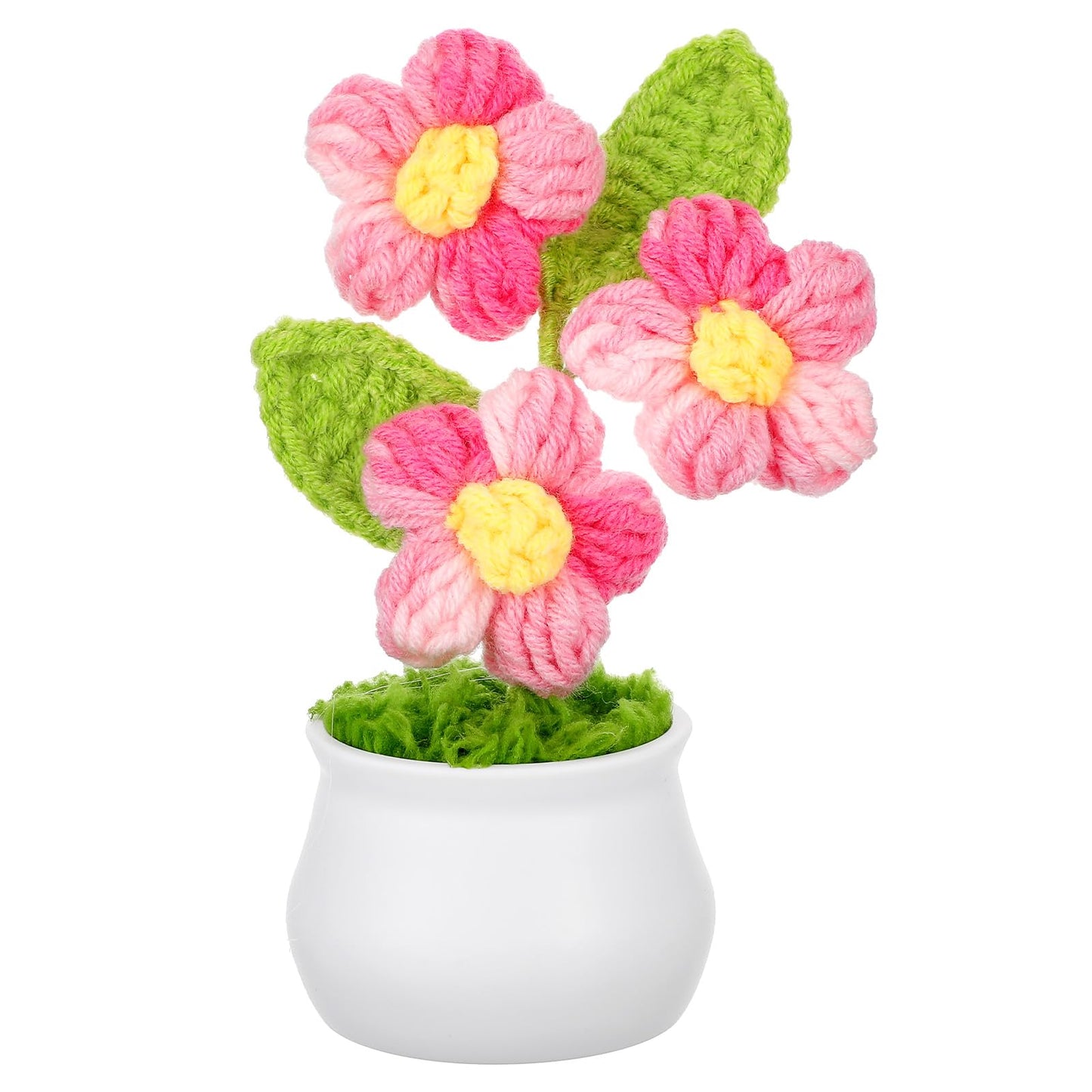 Josojoou Crochet Flowers Bouquet Crocheted, Crochet Bouquet of Flowers, Handmade Knitted Flower for Car Dashboard, Home Office Decoration