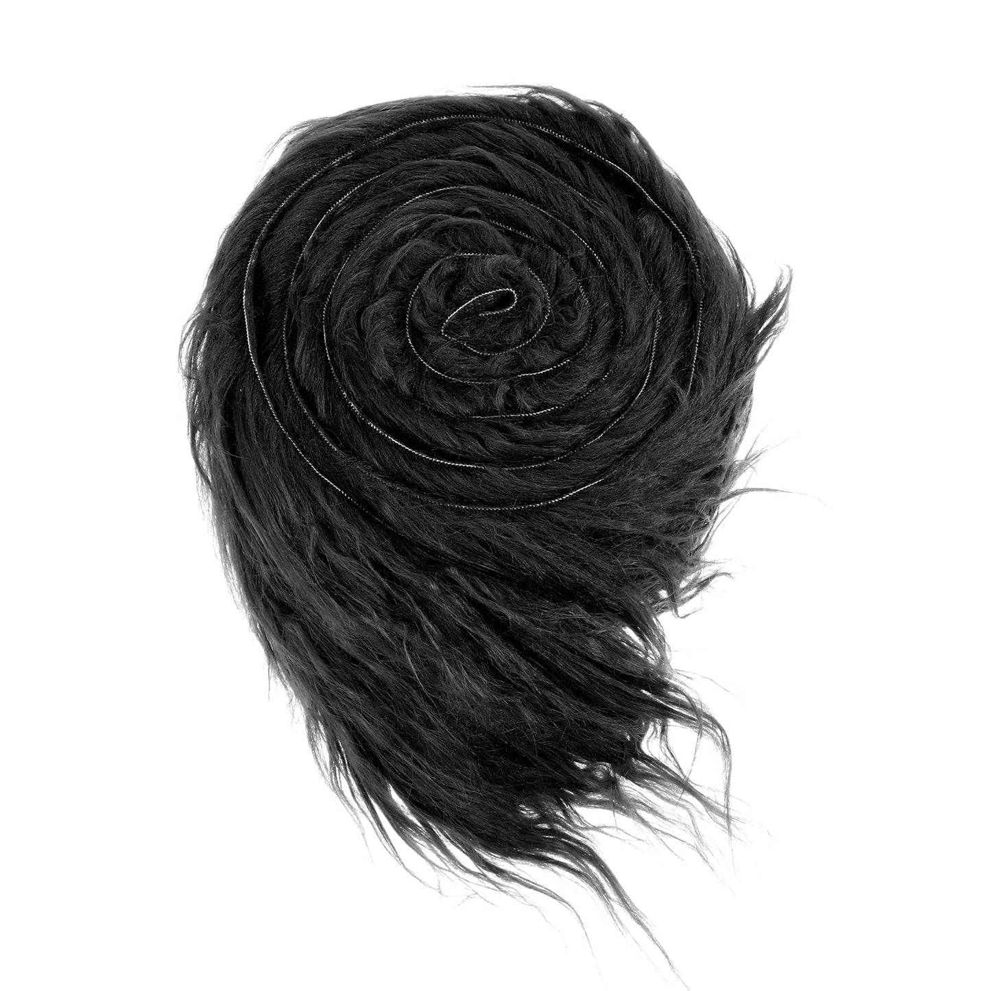 Lusofie 1Pc Fur Fabric 4 x 60inch Black Fur Precut Strips Fluffy Fuzzy Faux Fur Fabric Shaggy Plush Fake Craft Fur for Costume DIY Gnomes Beard Santa Claus Hair Dwarf Cosplay Christmas Decoration