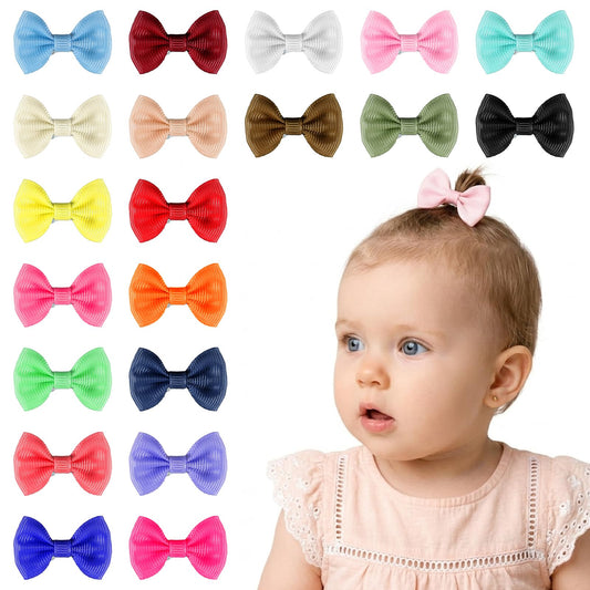 60PCS Mini Baby Bow Hair Clips, 1.5in Mini Bow Baby Barrettes