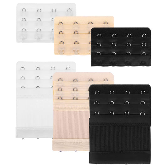 Lusofie 6 Pieces Bra Extenders 4 Hooks Elastic Bra Strap Extender 3 Row Soft and Comfortable Bra Extender for Women Lady(Skin, White, Black)