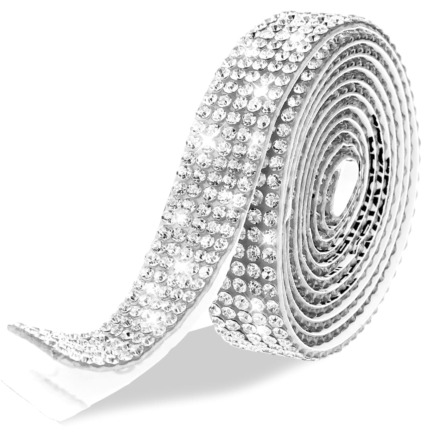 Rhinestone Strips 3 Yard Rhinestone Ribbon Self Adhesive Bling Glitter Rhinestone Trim Diamond Belt Rhinestone Tape Diamond Stickers for Craft Wedding Birthday DIY Clothes Decoration 0.47inch(Silver)