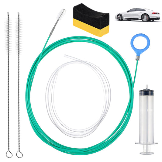 Yolev 6pcs Sunroof Drain Cleaning Tool,120 Inch Extra Long Pipe Cleaners Drain Brush Pipe Cleanings With Straight Brush,Syringe Hose,Sponge Sun Roof Drains Cleaning Tool For Auto Car Sunroof Wiper