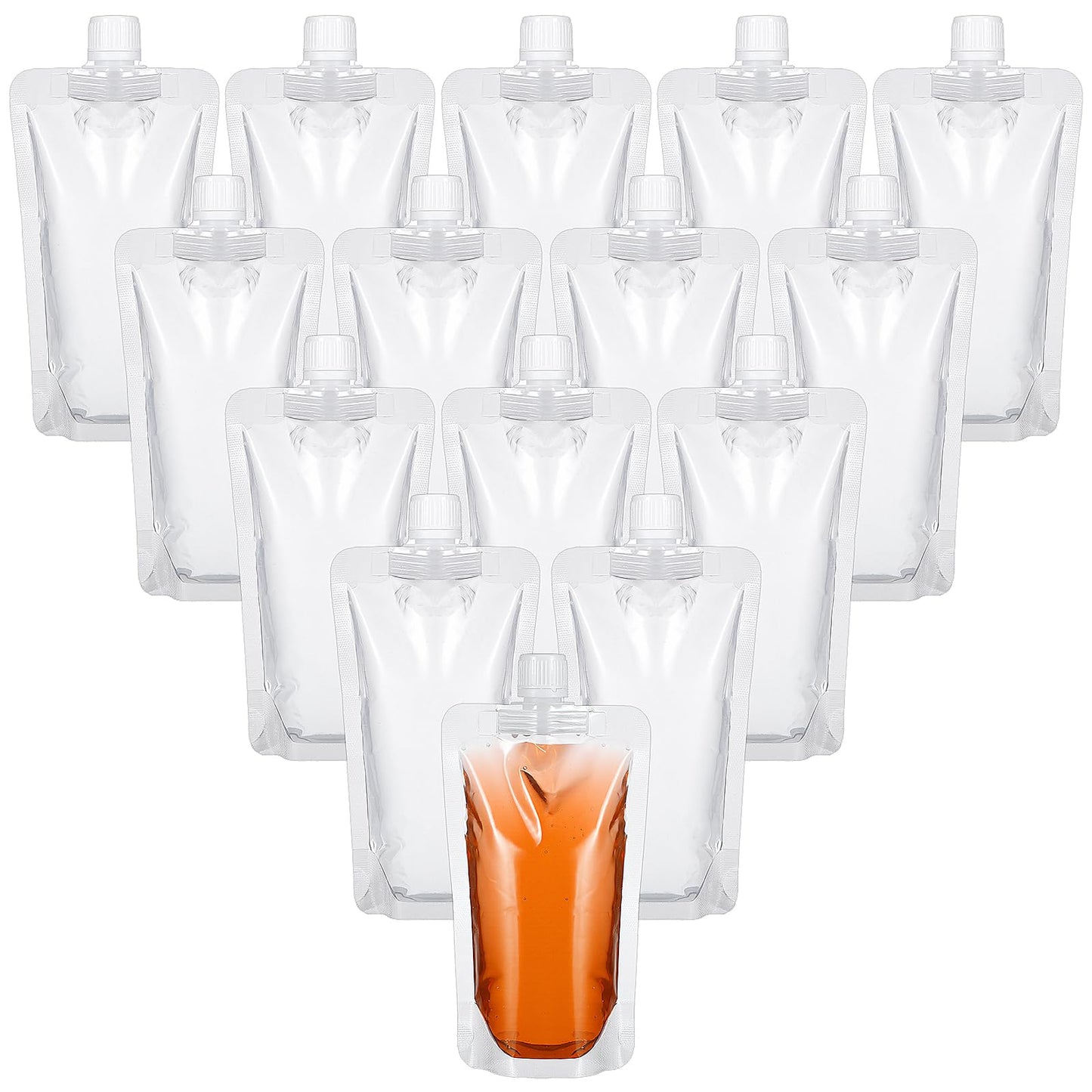 15 Pcs Plastic Flask for Liquor - 8 Oz Reusable Clear Flask Alcohol Pouches, Foldable & Leak-Proof Drink Pouches for Travel, Cruise, Concerts & Festivals, BPA-Free, Food-Grade