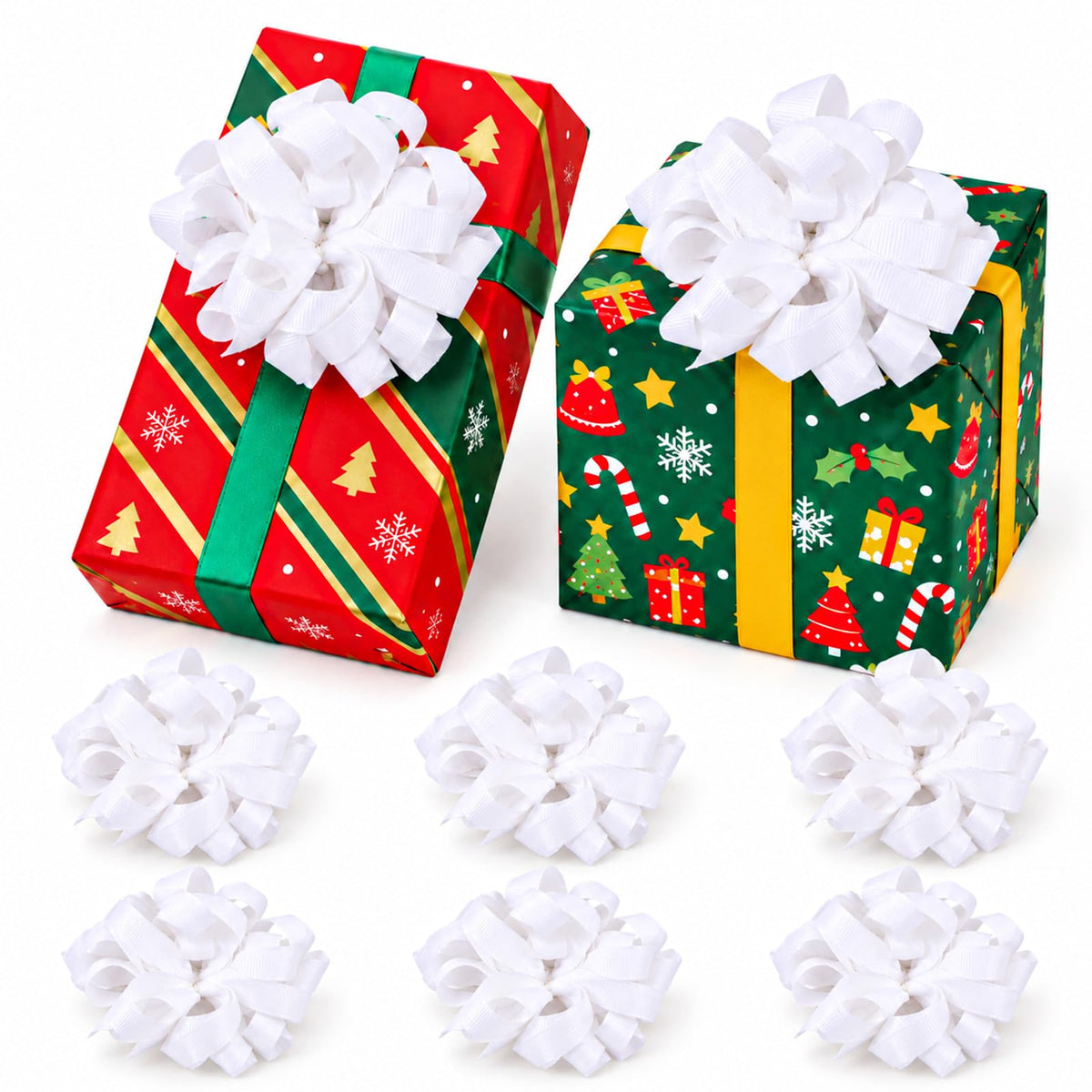 Pack of 8 White Gift Ribbons Decorative Ribbon Bows for Gift Wrapping