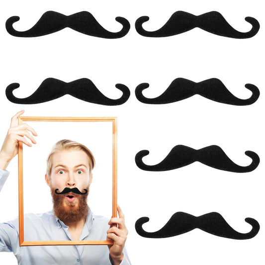 HaiFafafaing 6 Pcs Fake Mustaches Black Fake Beard Self Adhesive Stick on Mustache Costume Novelty Mexican Fake Moustache Facial Hair Costume for Party Halloween Masquerade Cosplay Performance