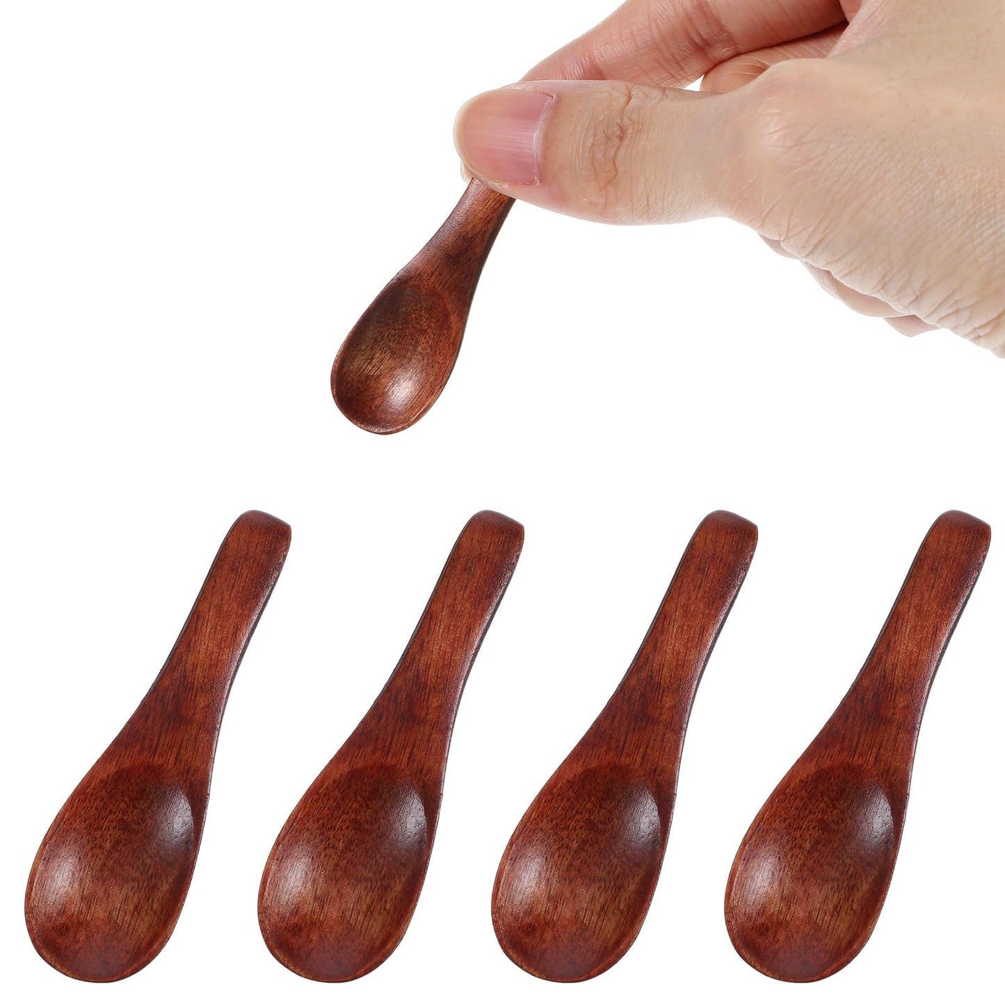 4 Pcs Tiny Wooden Spoons - Handmade Tiny Spoons For Spices, Salt, Sugar, Sauces, Honey, Mustard, Cooking, And Dips