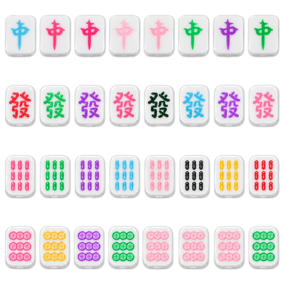 32Pcs 4 Styles Mahjong Beads for Jewelry Making, Large Hole Mahjong Charms