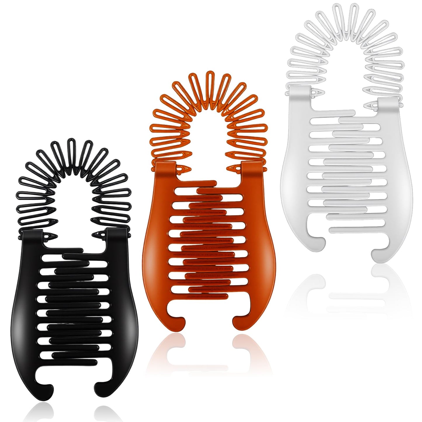 3Pcs Banana Hair Clips Colorful Elongated Interlocking 2 Sides Hairs Combs