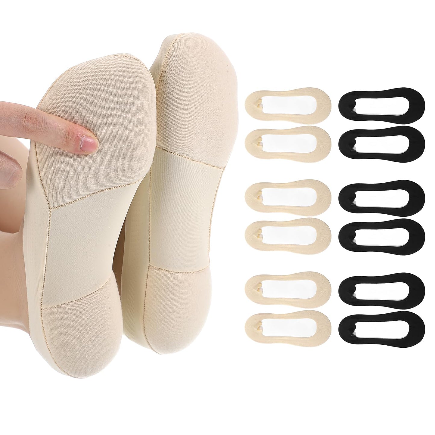 Fosaseua 6 Pairs Non Slip No Show Socks for Women with Sponge Padding