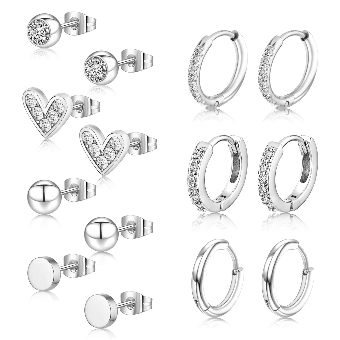 Yolev 7pcs Hypoallergenic Stud Earrings for Women Men Flatback Earrings and Studs Earrings Set for Women Small Sleeper Earrings for Multiple Piercings