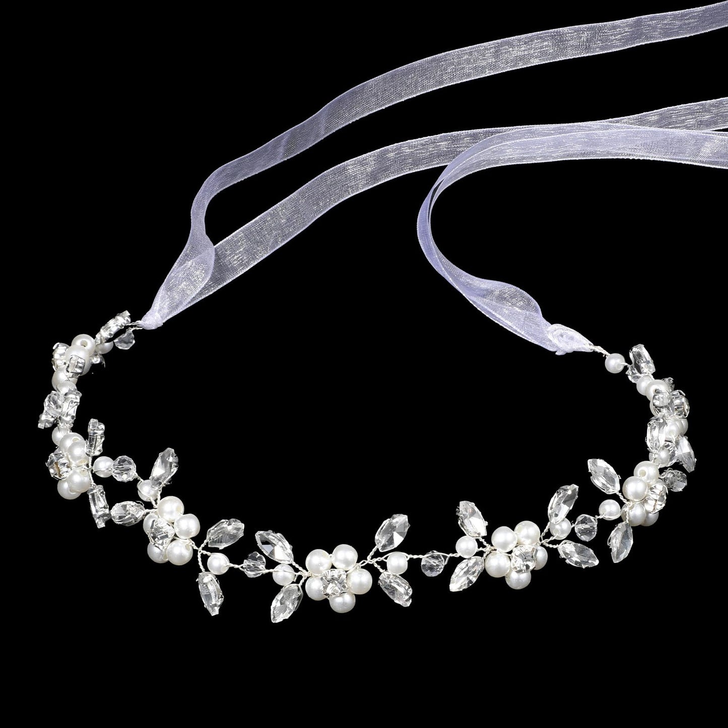 Sparkling Flower Girl Headpiece, Crystal Pearl Bridal Headband, Princess Style Flower Girl Headband for Birthdays, Parties, First Communion, Weddings, and Engagement Parties