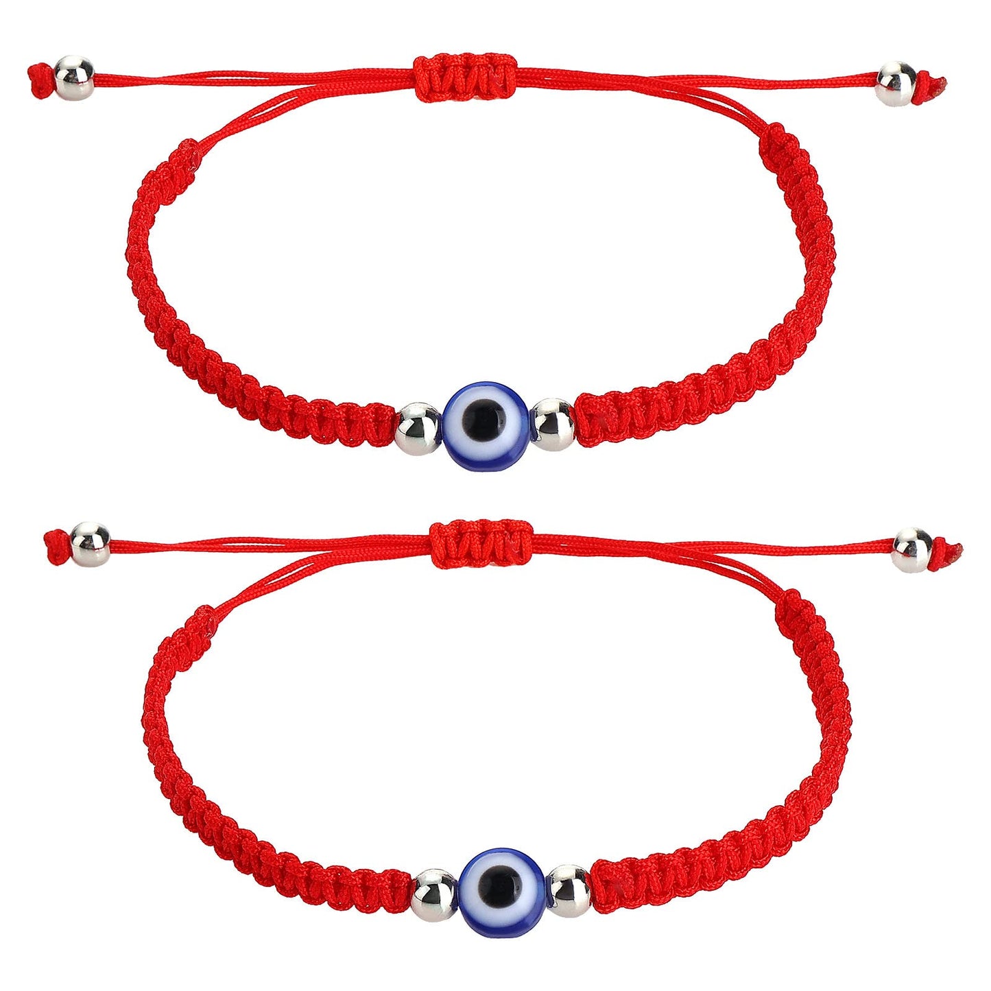 Yolev 2 Pieces Evil Eye String Bracelets Handmade Black String Evil Eye Bracelet Protection Bracelets Lucky Friendship Bracelets