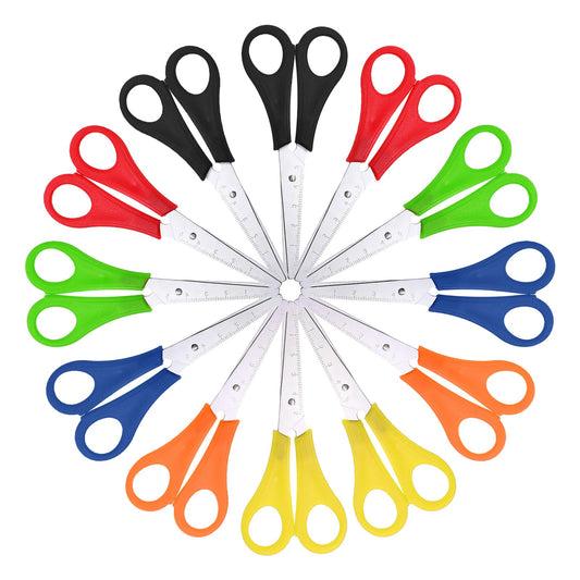 12 Packs Children Scissors,5 Inch Blunt Tip Scissor for School,Non-Toxic PP Small Scissors for Crafts,Ergonomic Handles, 6 Assorted Colors, Cutting Regular Paper,Construction Paper,Cards