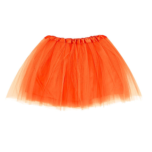 Tutu Skirt for Women 3 Layered Tulle Skirt with Lining Elastic Waist Mesh Skirt For Dress-up Dancing Halloween Party Costume(Orange)