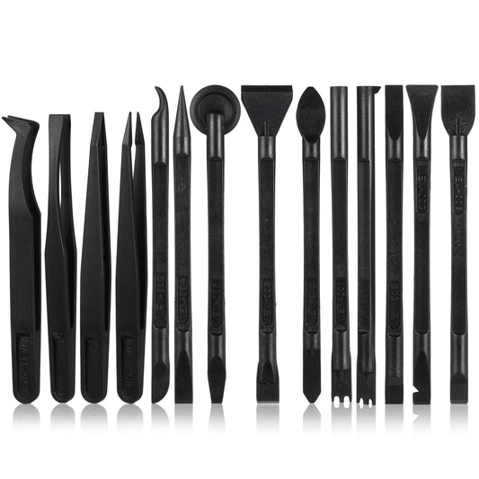 Lusofie 14 Pcs Pen-Shaped Scraper Tool Plastic Scraper and Plastic Tweezers for Car Detailing Tools Tight Spaces Cleaning Tools(Black)