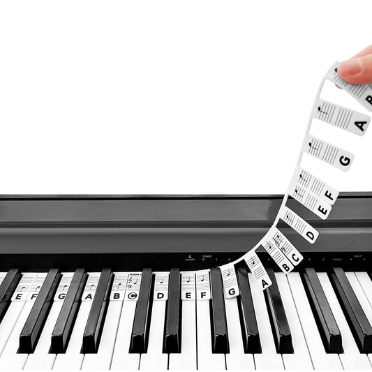 Piano Keyboard Stickers 88 Keys Removable Piano Key Labels Keyboard Piano for Beginners 88 Key Silicone Piano Accessories Piano Notes Guide Key Labels Keyboard Letter Stickers Black