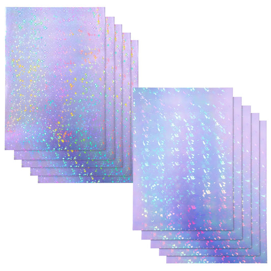10 Sheets Holographic Sticker Paper Film A4 Size Self Adhesive Laminating Sheets for Stickers Glitter Sticker Laminate Sheets Waterproof Clear Holographic Vinyl Sticker Paper for DIY Crafts