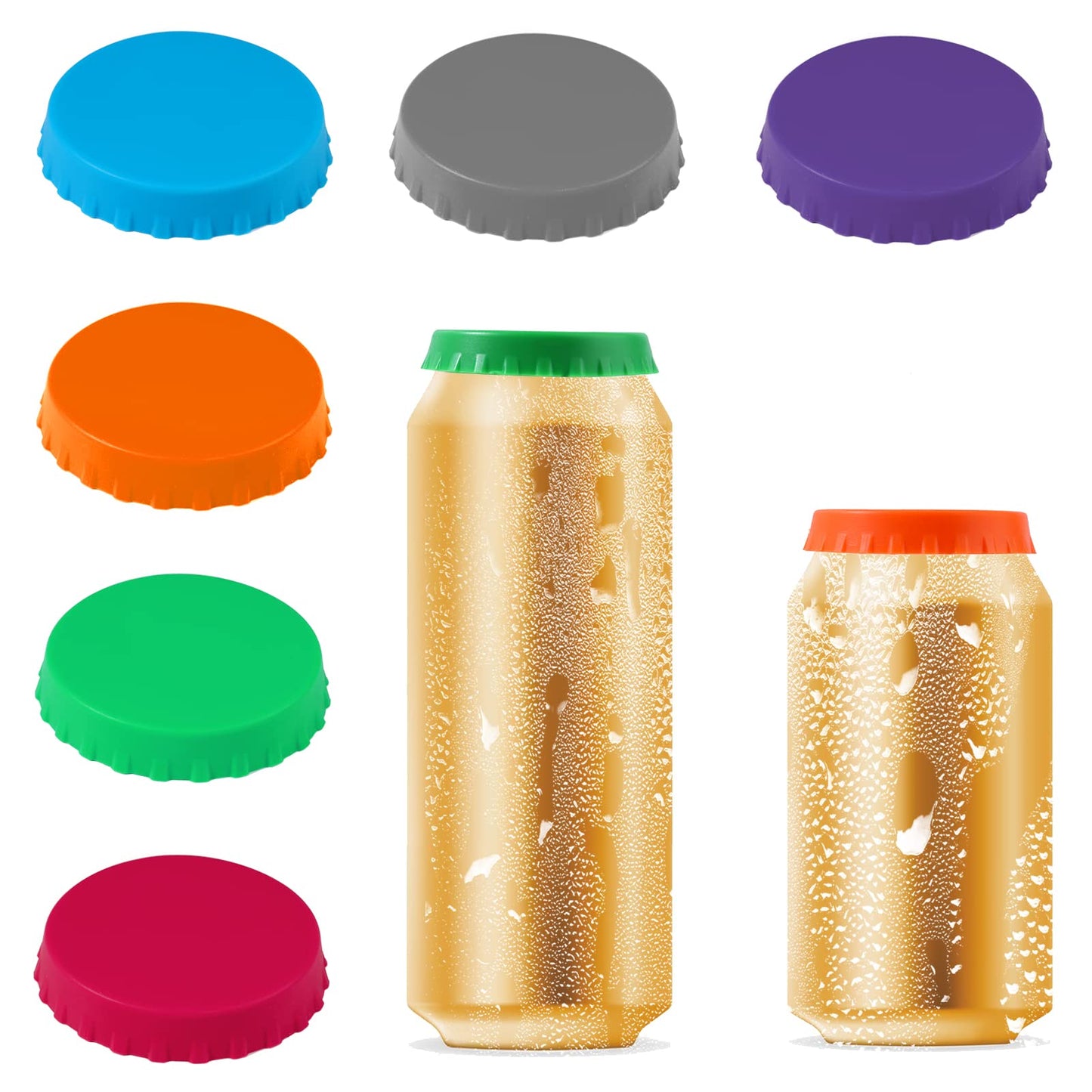 6PCS Soda Can Lids Soda Beverage Beer Saver Easy To Clean Can Cover with No Spill Silicone Can Standard Stopper Cans Lid Protector