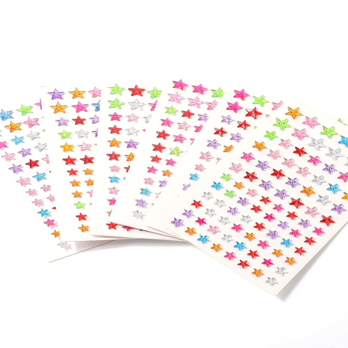 6 Sheets Star Face Stickers Colorful Star Face Gems Face Eye Rhinestones Sticker Women Makeup Jewels Stickers for Face, Nail Art, 3D Crystal Sticker Rave Accessories for Carnival Music Festival Party