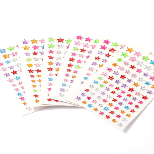 6 Sheets Star Face Stickers Colorful Star Face Gems Face Eye Rhinestones Sticker Women Makeup Jewels Stickers for Face, Nail Art, 3D Crystal Sticker Rave Accessories for Carnival Music Festival Party