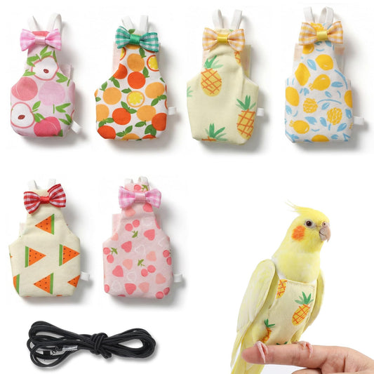 7 Pcs Bird Diaper, Cute Parrot Diaper with Waterproof Inner, Reusable Chicken Pants Bird Flight Suit for Parakeet, Cockatie,l Mini Macaw, Canary, Pet Chicken & Duck