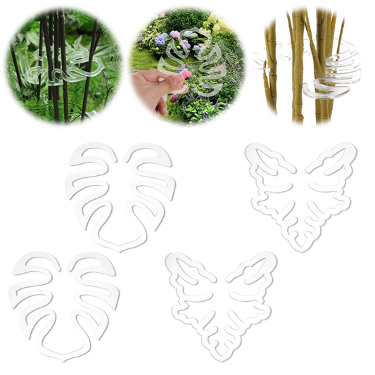 Monstera Shaped Plant Stand 2pcs Turtle Shell Bamboo Clamp Plant Holders Reusable Clear Stem Support,Stakes Plant Growth Accessories for Flowers, Herbs, and Vegetables