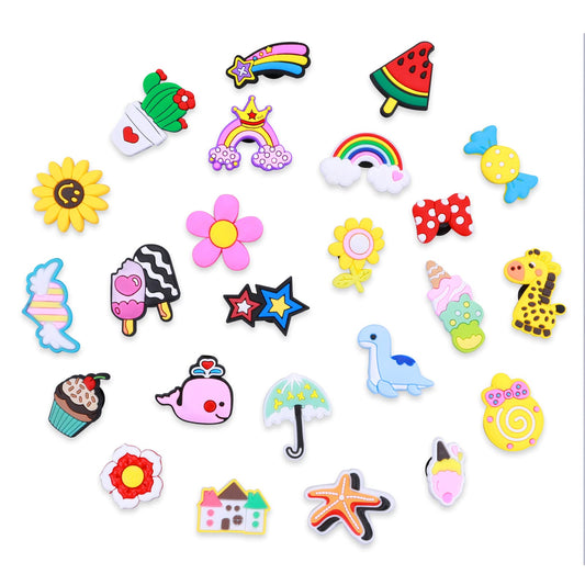 Lusofie 25pcs Shoe Charms Fits for Shoes Bracelets Decoration Charms for Charms Pack Girls Women Kids Colors Cute PVC for Shoe Decorations