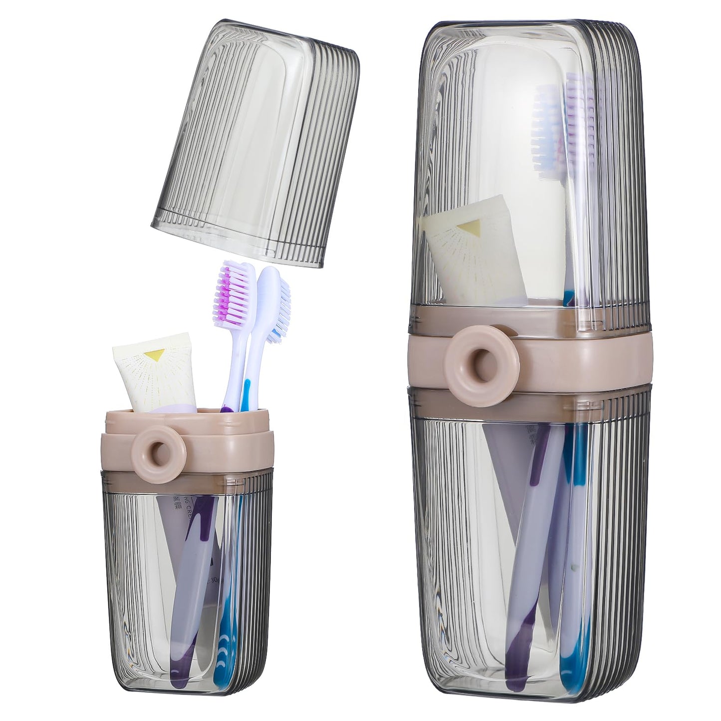 Toothbrush Case for Traveling 2 In 1portable Toothbrush Holders Travel Case Large Capacity Toothbrushs Cup with Cover Toothbrushs and Toothpaste Container for Traveling Camping Business Trip Outdoor