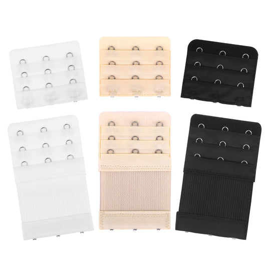 Lusofie 6 PCS Bra Extenders 3 Hooks 3 Row Soft and Comfortable Elastic Bra Strap Extender Bra Extender for Women Lady(Skin, White, Black)