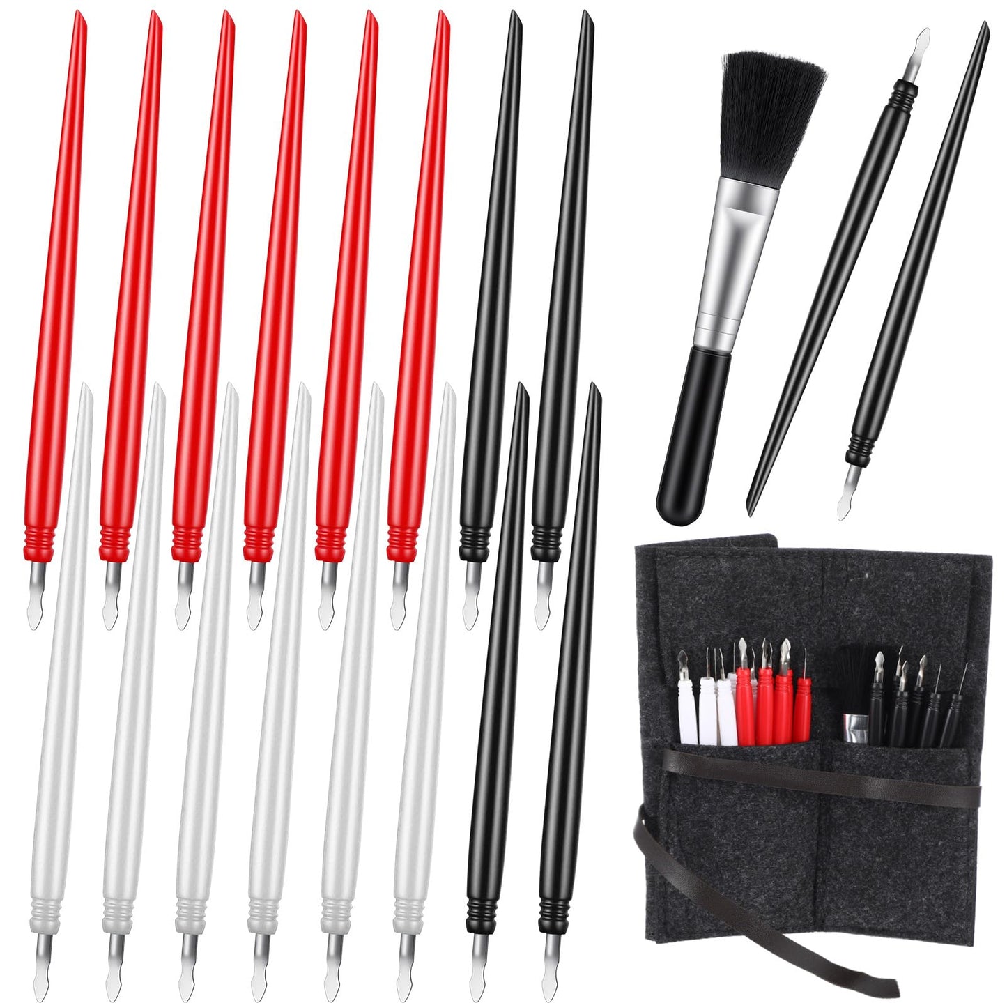 20pcs Scratch Art Tools Scratch Art Stylus Sticks Tools for Adults with Bag Scratchs Arts Pen with Clean Brush Scratching Drawing Color Pens Paper Painting Scratchboard Crafts Set