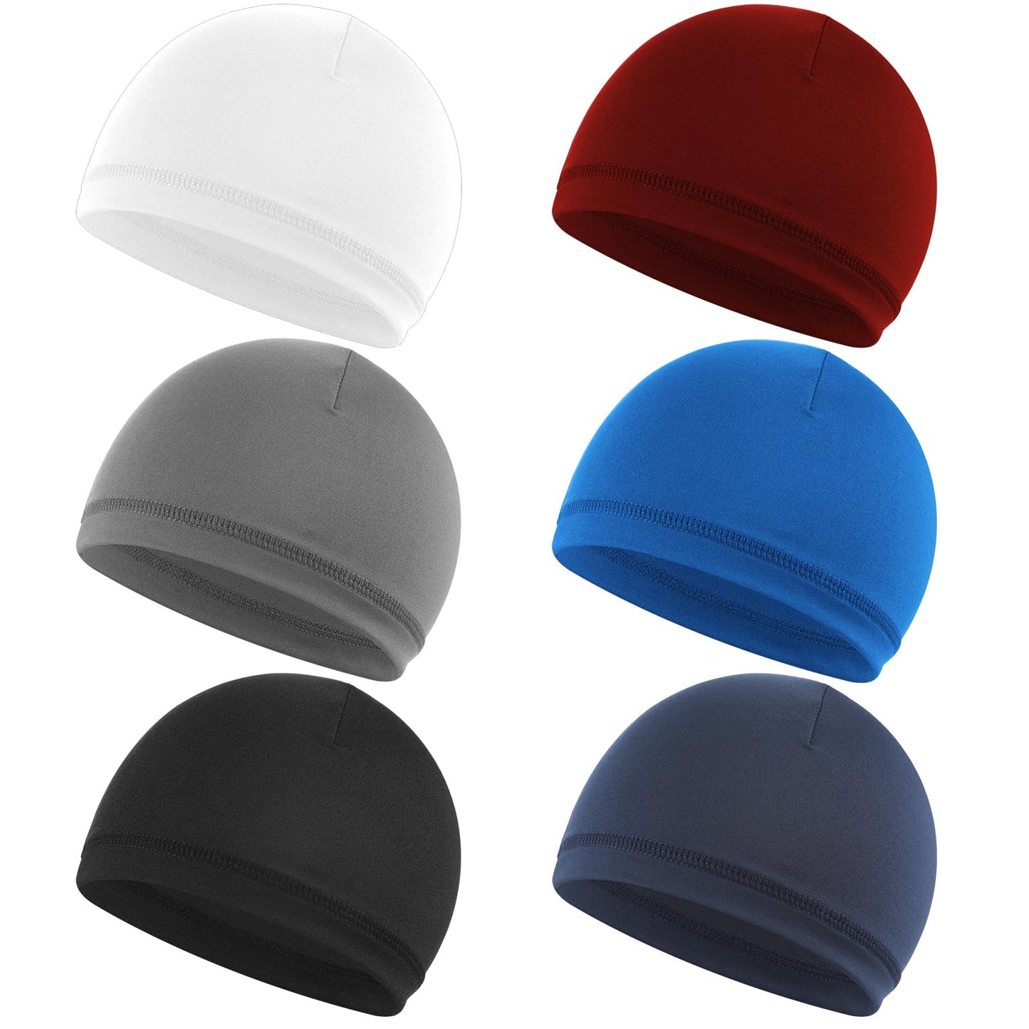 6Pcs Skull Beanie Soft Mens Skull Caps Lightweight Skull Hat Stretchy Helmet Liner Breathable Hair Sleeping Cap Multifunctional Headwear for Men Women(6 Colors)