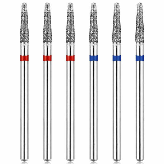 Lusofie 6 Pcs Nail Drill Bits Set, Cuticle Drill Bit 3/32 Diamond Carbide Cuticle Remover Drill Bits for Nails Professional Cuticle Clean Nail Drill Bit Safety Remove Cuticle Dead Skin Cleaner Tool