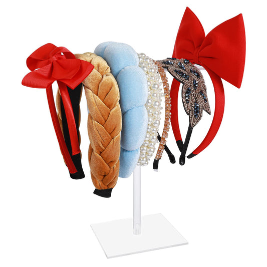 Acrylic Headband Holder 1-Tier Headband Stand Hairband Stand Storage Hairband Holder Hair Hoop Display Stand Hair Accessories Organizer for Girls and Women