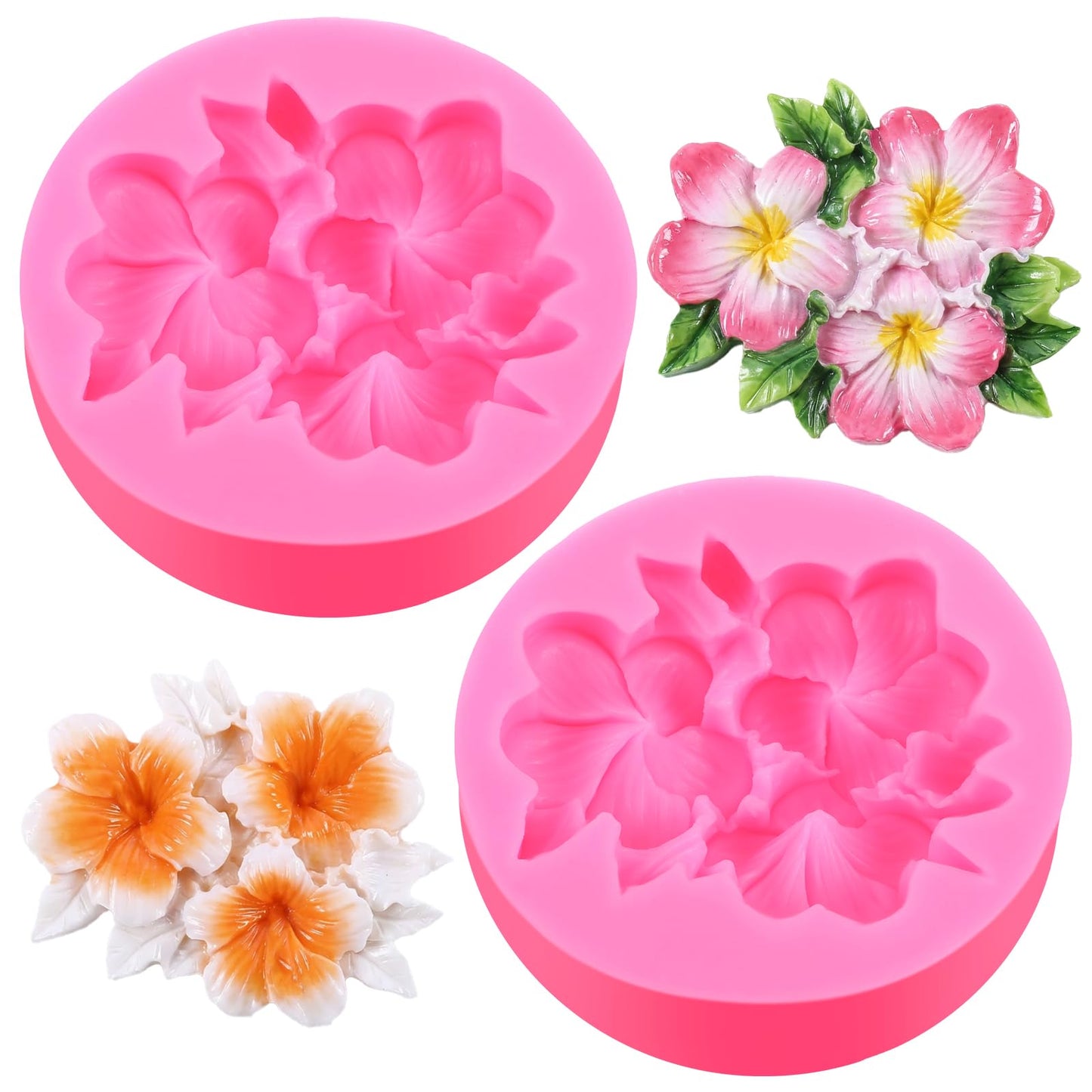 2 PCS Flower Silicone Candle Molds for Candle Making, 3D Hibiscus Moldes de Silicone para Velas for Candles, Handmade Soaps, Bath Bombs, Lotion Bars, Resin Crafts, Concrete Decorations