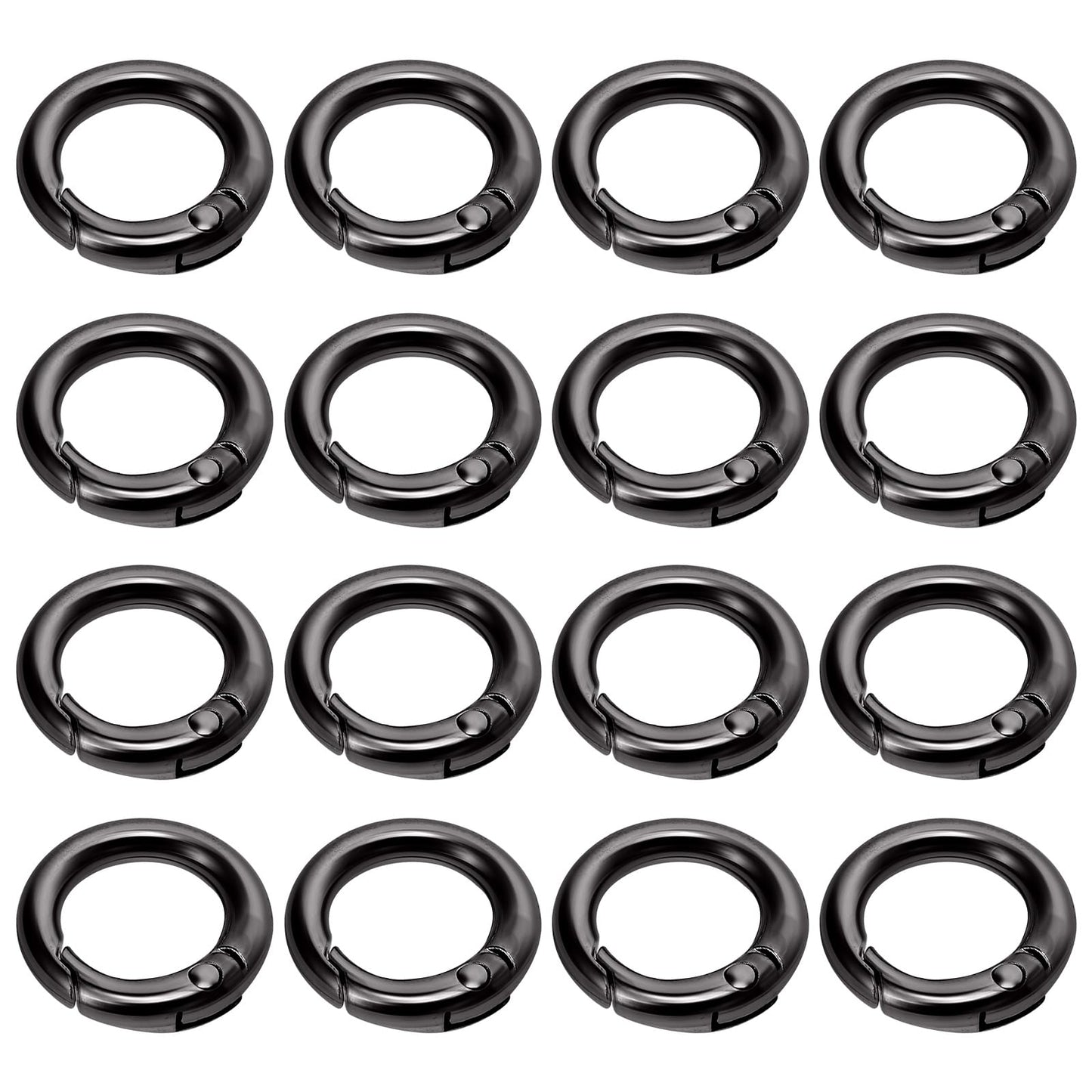 Lusofie 16 Pcs O Ring Clip Spring O Ring Clasp Round Mini Carabiner for Bag Purse Handbag Strap Craft Jewelry Making (Gunmetal)