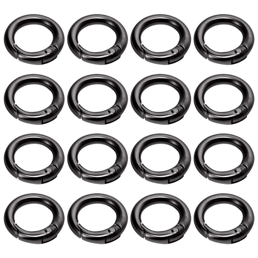 Lusofie 16 Pcs O Ring Clip Spring O Ring Clasp Round Mini Carabiner for Bag Purse Handbag Strap Craft Jewelry Making (Gunmetal)