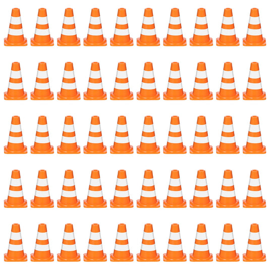 Josojoou 50PCS Mini Traffic Cones, Plastic Miniature Traffic Signs,Small Cones for Street Sign Training Party,Multi-purpose Construction Theme Party