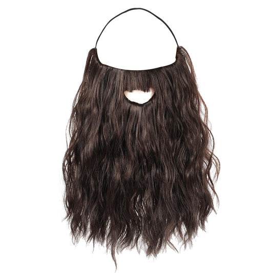 Wizard Beard Men Long Fake Beard Novelty Wizard Costume Men Curly Fake Mustache Soft and Full False Facial Hair for Carnival Themed Party Wizards Cosplay Halloween Costume(Brown)