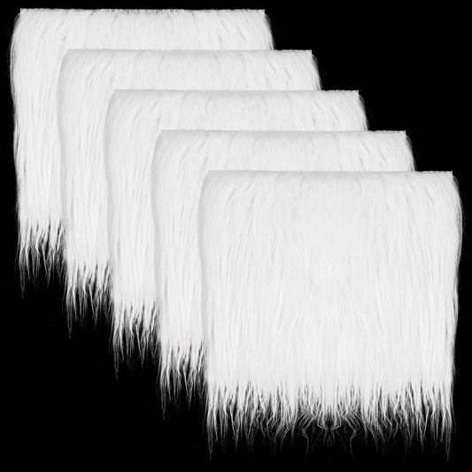 Lusofie 5Pcs Faux Fur Square Fabric 10 x 10 Inch White Fur Fabric Shaggy Fur Patches Fabric Cuts Craft Fur for Gnomes Christmas Decors Chair Cover Seat Cushion Pad Sewing Costume