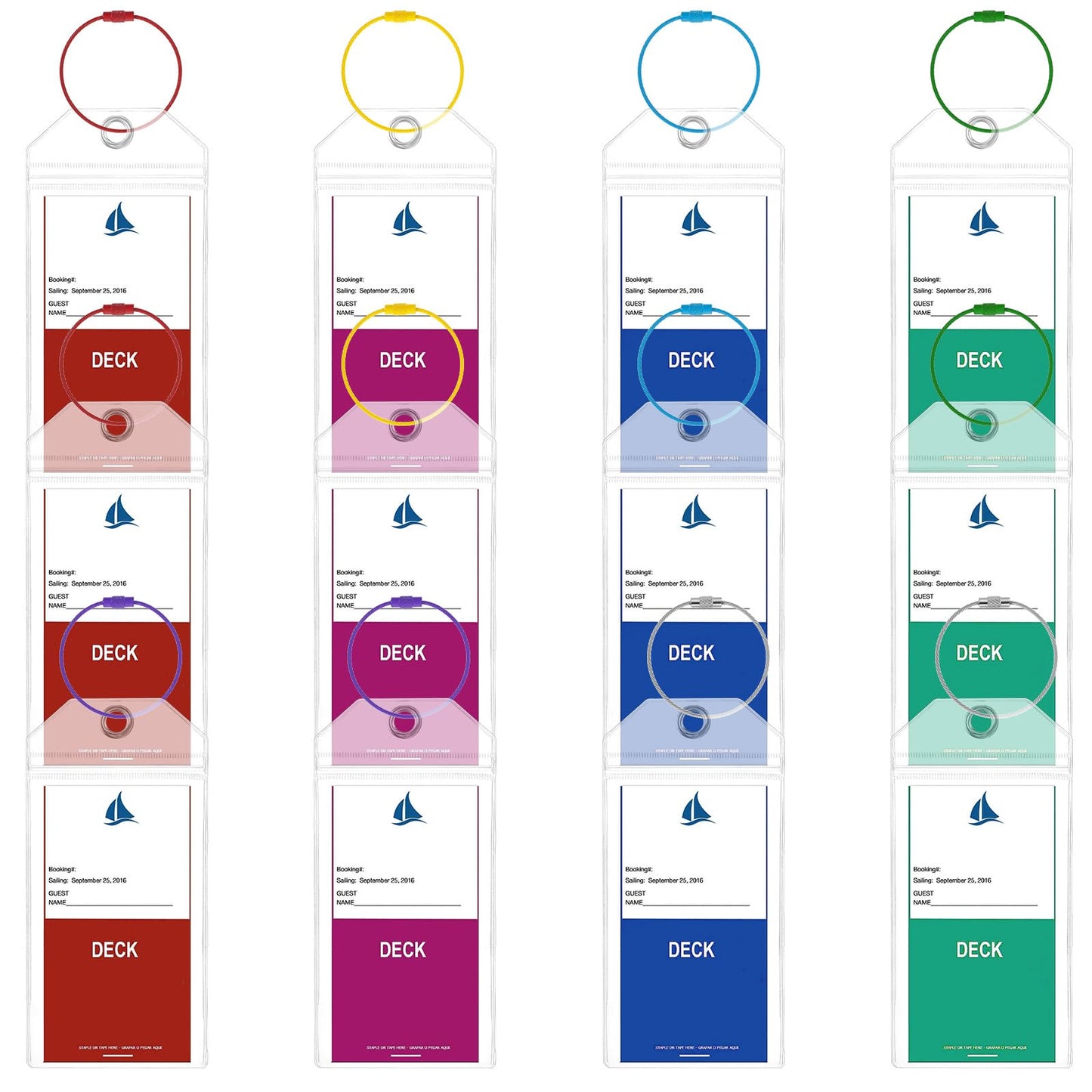 12 Pack Cruise Luggage Tag Holders, Clear Waterproof Seal PVC Luggage Tag Holder with Stainless Steel Loops, Fits All Carnival Cruise Ships