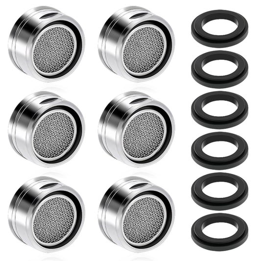 Lusofie 6PCS Bathroom Faucet Filter, Polished Brass Kitchen Faucet Aerator 24mm Male Threads, Easy Installation & Wide Compatibility