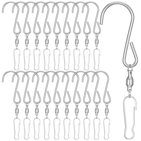 HaiFafafaing 20pack Swivel Hooks Clips,360 Degree Dual Windsock Chime Supplies Hanger Swivels Clip for Hanging Bird Feeders,Wind Chimem,Sun Catcher