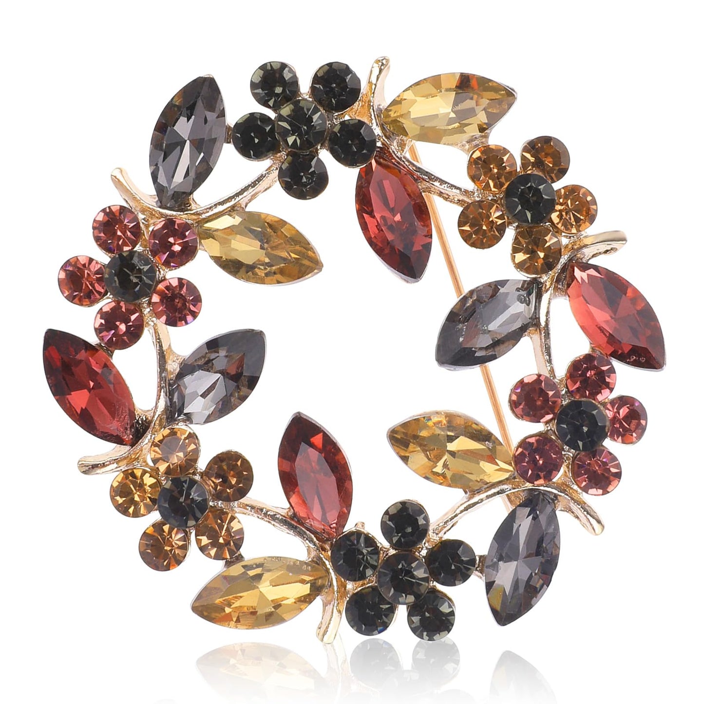 Yolev Colours Crystal Brooch Pins Rhinestone Brooch Pin Elegant Dress Accessories for Women Girls Rose Flower Brooch Pins Handmade Rose Floral Flower Brooches